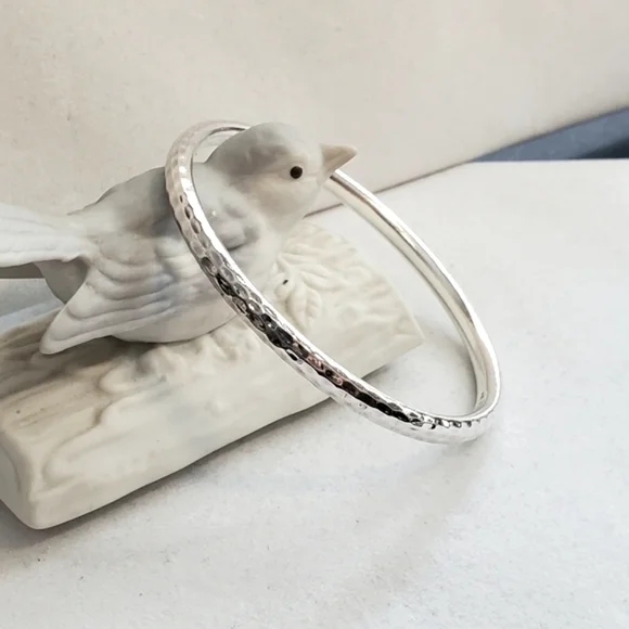 Silpada Bangle Bracelet 925 Hammered Solid Sterling Silver - Picture 10 of 16